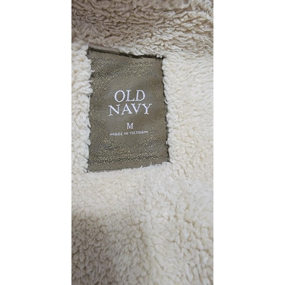 Old Navy Womens Brown Faux Suede Sherpa Lined Trench Coat Jacket Size Medium - Picture 8 of 14